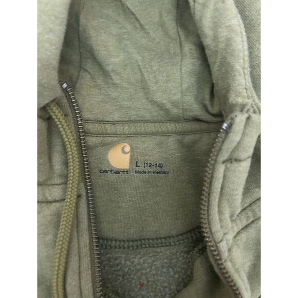 Carhartt Kids Green Quarter Zip Hoodie Size L (12/14) - Picture 2 of 3